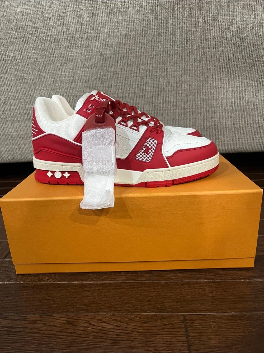 Louis Vuitton White and Red Low-Top Sneaker